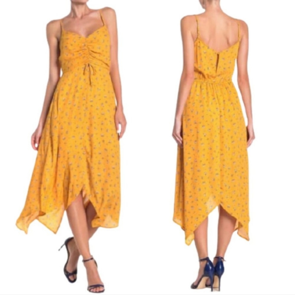 ROW.A floral print yellow midi dress size Large NWT